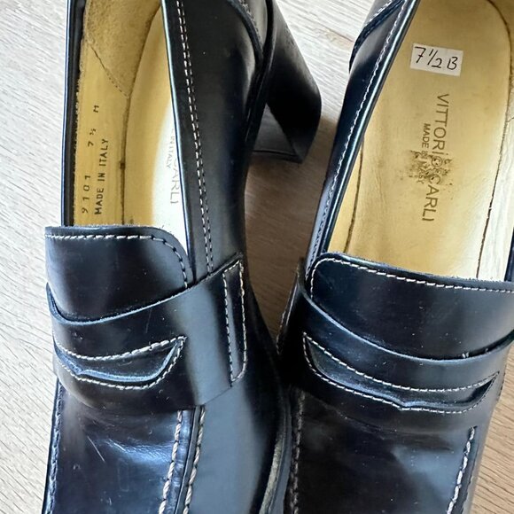 Vittorio Carli Black Heeled Loafers 6.5-7 - Picture 7 of 10